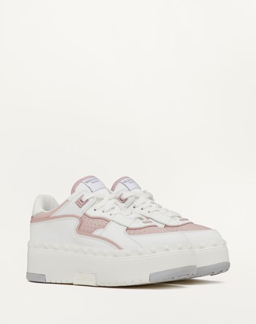 Valentino Garavani - Freedots Xl Calfskin Sneaker - White/rose/silver - Woman - Gifts For Her