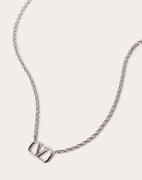Vロゴ シグネチャー メタル ネックレス for 男性 インチ パラジウム Vロゴ シグネチャー メタル ネックレス for 男性 インチ パラジウム