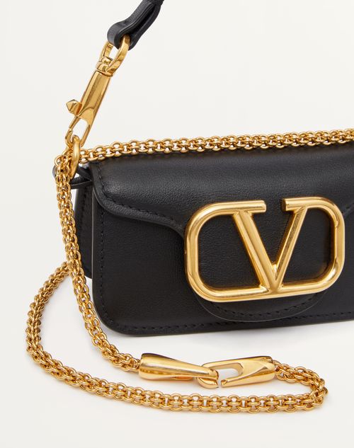 Valentino Garavani Garavani Loco Micro Bag In Calfskin Leather With Chain Woman Black Onesize