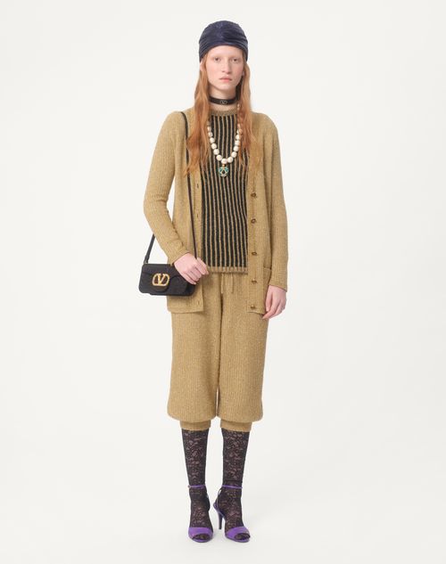 Valentino - Lurex Cardigan - Gold - Woman - Knitwear
