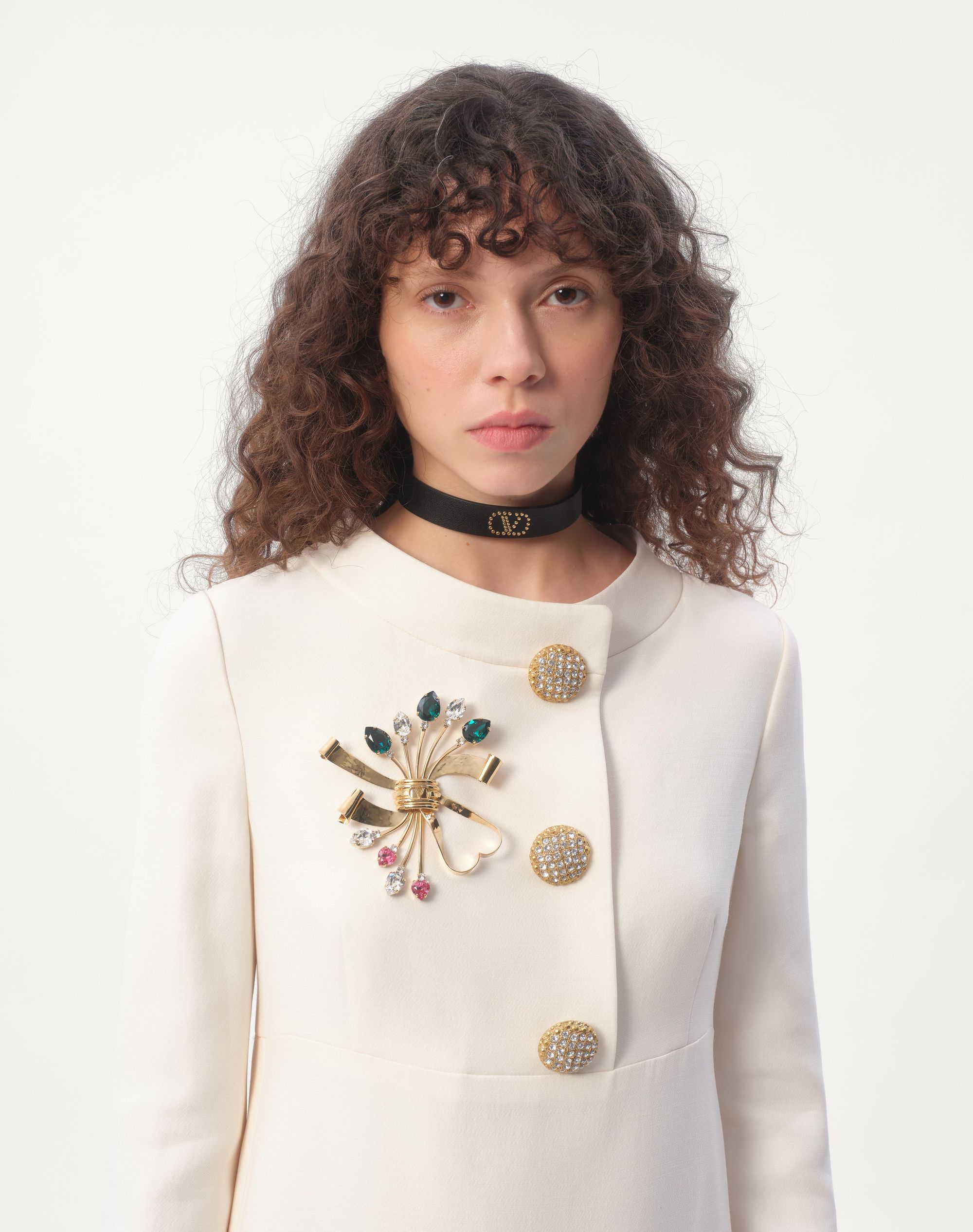 ヘアアクセサリー Valentino Garavani `Papier Floral` Brooch Valentino Garavani Papier Floral Brooch | Gold | FARFETCH