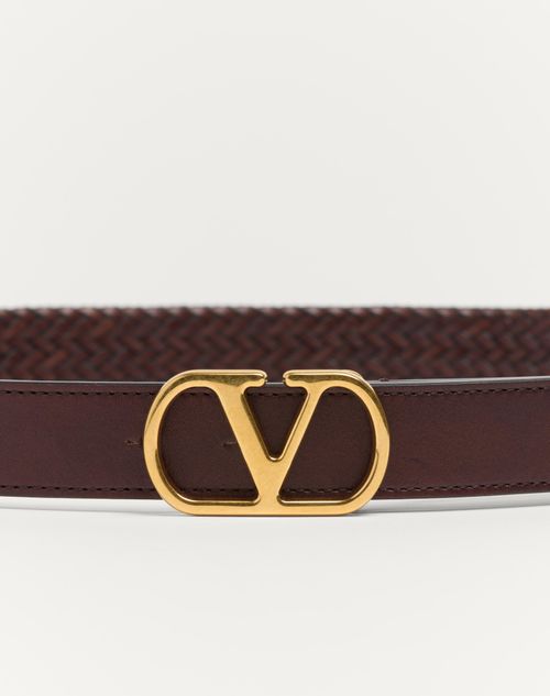 Valentino Garavani - Vlogo Signature Braided Calfskin Belt 25 Mm - Brown - Man - Belts