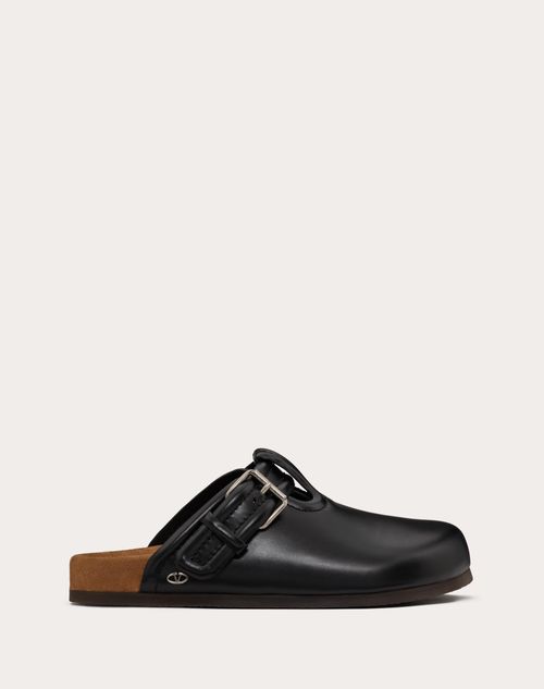 Valentino Garavani - Fussfriend Calfskin Leather Sabot - Black - Man - New Arrivals