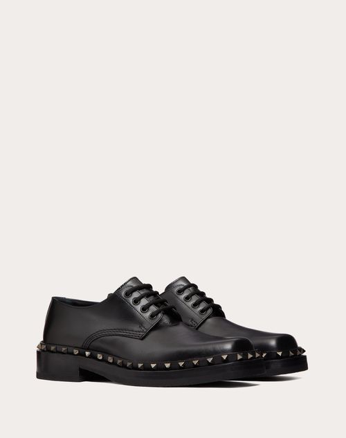 Valentino Garavani - Derby Rockstud M-way In Calfskin - Black - Man - Man View All
