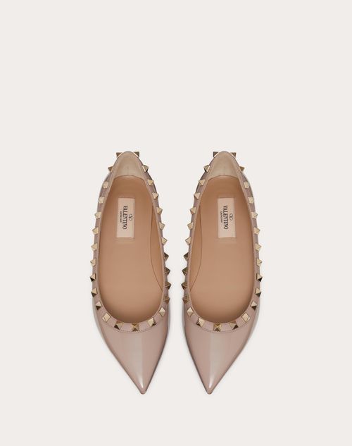 Patent Ballet Flat for Woman in Black/poudre | Valentino US