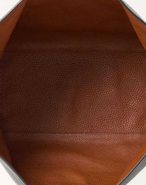 Valentino Garavani - Rockstud Reversible Elk Print Calfskin Tote - Black/saddle Brown - Man - Totes