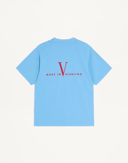 Valentino - Camiseta Valentino De Algodón Con Estampado "love Dances On The Abyss" Y "made In Valentino" - Celeste - Hombre - Camisetas Y Sudaderas
