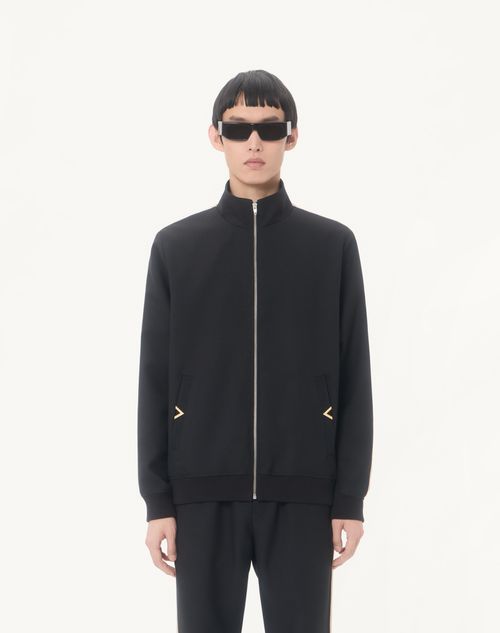 Valentino - Valentino Nylon Sweatshirt With Vgold - Black/butter - Man - T-shirts And Sweatshirts