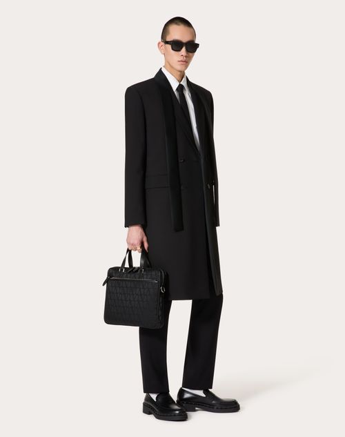 Valentino Garavani - Toile Iconographe Technical Fabric Work Bag With Leather Details - Black - Man - Shelf - M Bags - Black Iconographe