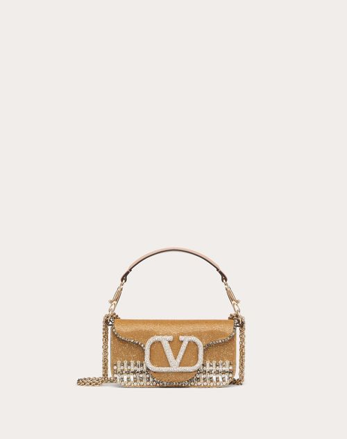 Valentino Garavani - Locò Embroidered Small Shoulder Bag - Gold Crystal/antique Brass - Woman - Shoulder Bags