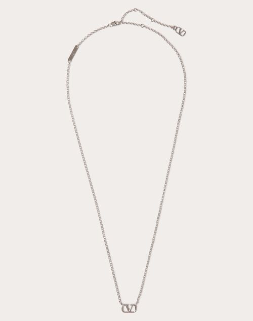 Valentino Garavani - Vlogo Signature Metal Necklace - Palladium - Man - Jewellery