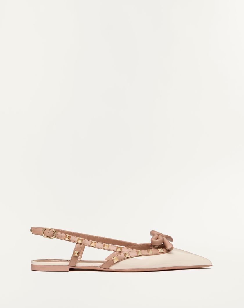 Valentino Handbags Ballerina Slingback Rockstud Bow In Vernice per Donna in Rose Cannelle | Valentino IT