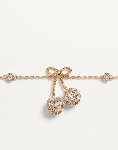 Valentino Garavani - Cherryfic Bracelet In Metal And Swarovski® Crystals - Gold/crystal - Woman - Jewellery