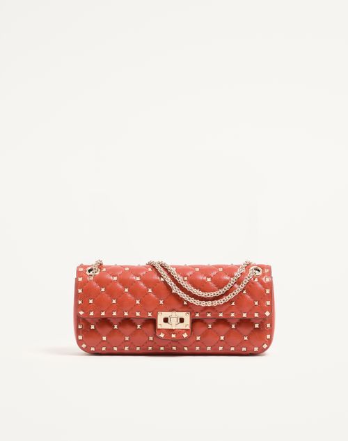 Valentino Garavani - Valentino Garavani Rockstud Spike Medium Shoulder Bag In Kidskin - Papavero - Woman - Shoulder Bags