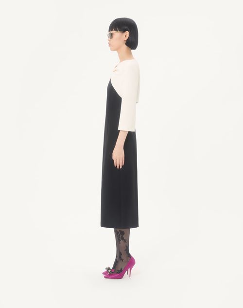 Valentino - Crepe Couture Midi Dress - Black/ivory - Woman - Ready To Wear
