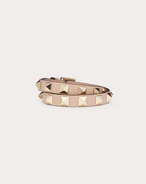 Valentino Garavani - Rockstud Calfskin Double-strap Bracelet - Poudre - Woman - Jewelry