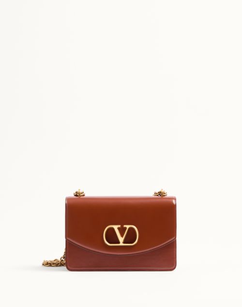 Valentino Garavani - Valentino Garavani Vain Shoulder Bag In Shiny Calfskin - Brown - Woman - Valentino Garavani Vain