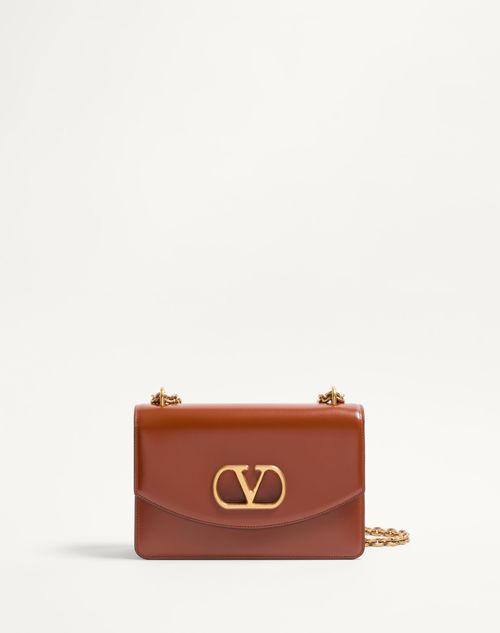 Valentino Garavani - Valentino Garavani Vain Shoulder Bag In Shiny Calfskin - Dark Brandy - Woman - Shoulder Bags