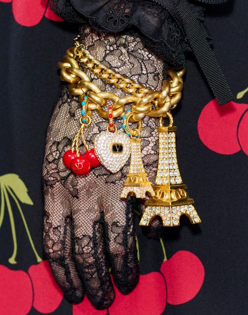 Valentino Garavani - Chez Valentino Bracelet In Metal, Enamel And Swarovski® Crystals - Antique Brass - Woman - Jewellery
