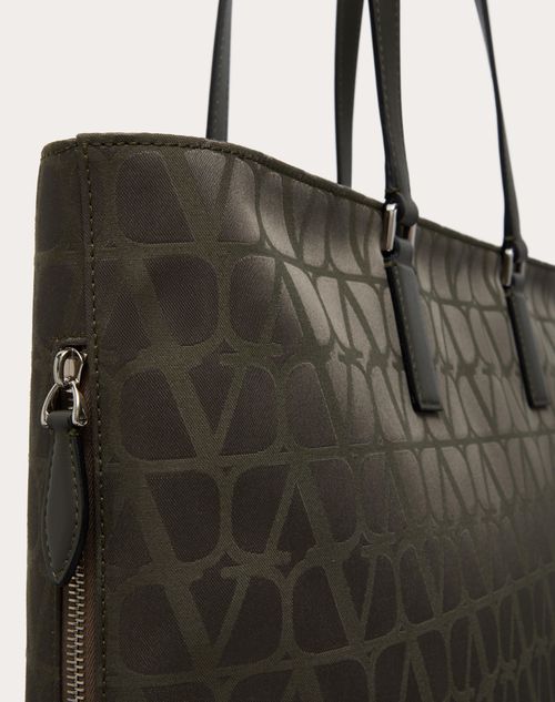 TOILE ICONOGRAPHE SHOPPING BAG IN TECHNICAL FABRIC WITH LEATHER DETAILS