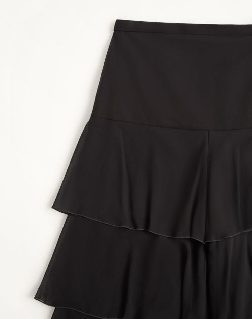 Valentino - Trousers In Light Georgette - Black - Woman - Trousers And Shorts