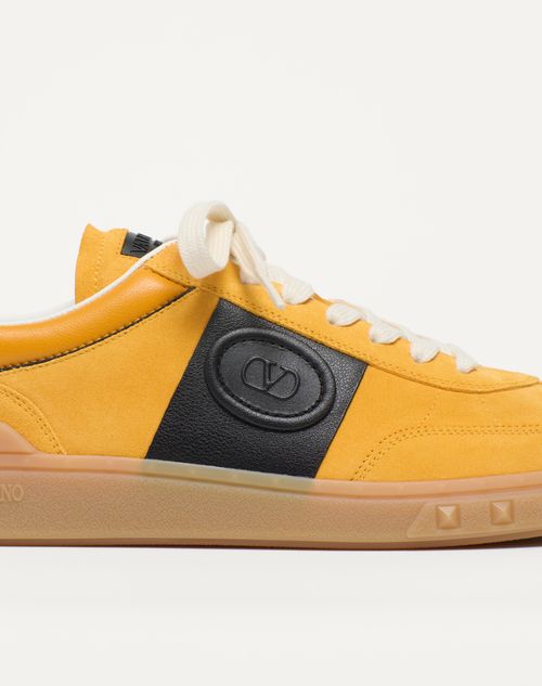 Valentino Garavani - Upvillage Low Top Trainer In Split Leather And Calfskin Nappa Leather - Marigold/black - Man - Sneakers