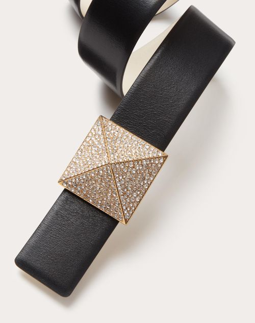 Valentino Garavani - Black & Rhinestone VLogo Belt