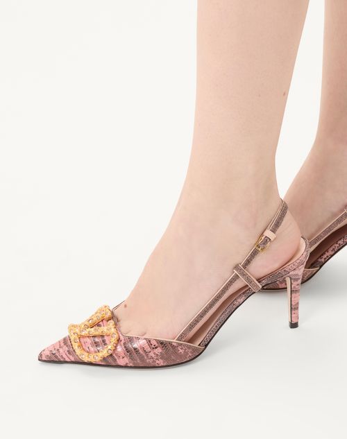 Valentino Garavani - Vlogo Signature Slingback Pump In Tejus 80mm - Peach Rose/vintage Rose - Woman - Pumps