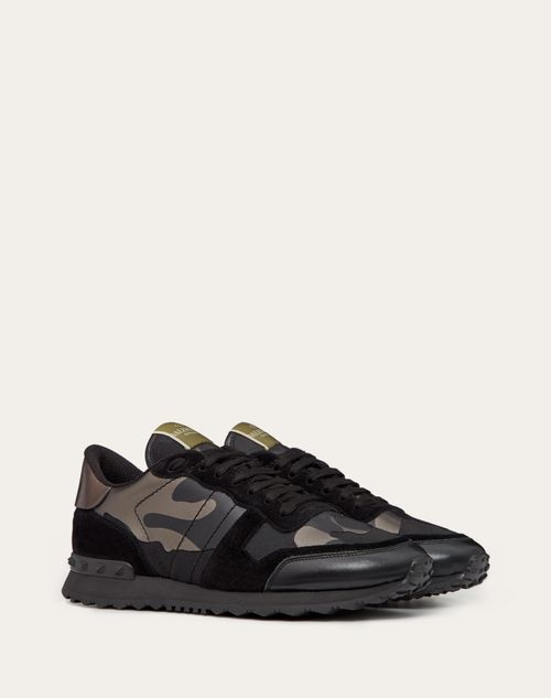 Rockrunner Camouflage Noir Metallic Sneaker Man Black | Valentino US