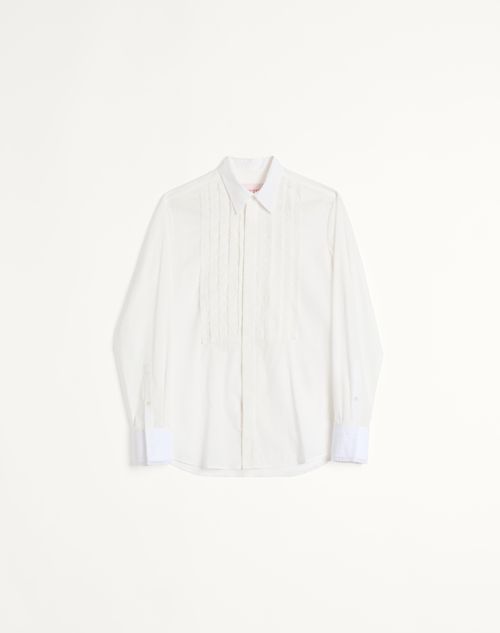 Valentino - Cotton Muslin Shirt With Plastron And Lace Details - Natural - Man - Shirts