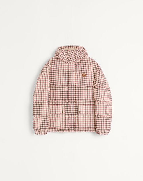 Valentino - Piumino Con Cappuccio In Nylon Con Patch Vlogo - Giallo/nero/rosso - Uomo - Giacche E Piumini