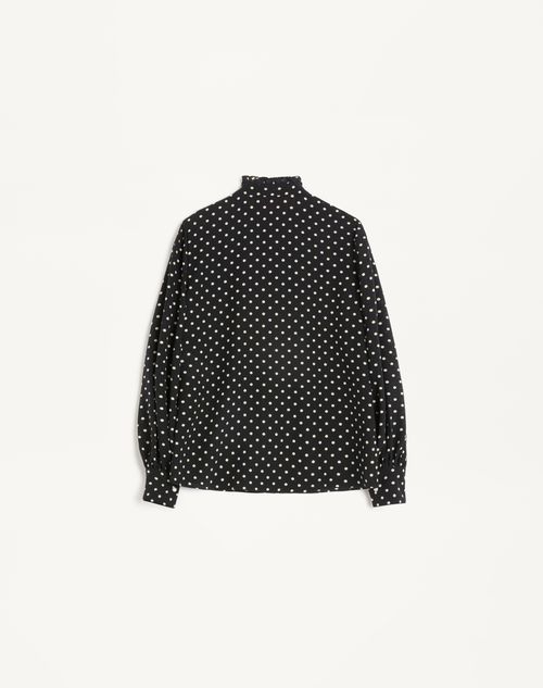 Valentino - Crepe De Chine Shirt With Plusdepois Print - Black/birch - Woman - Shirts & Tops