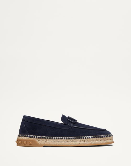 Valentino Garavani - Leisure Flows Espadrilles In Split Leather - Marine - Man - Sandals