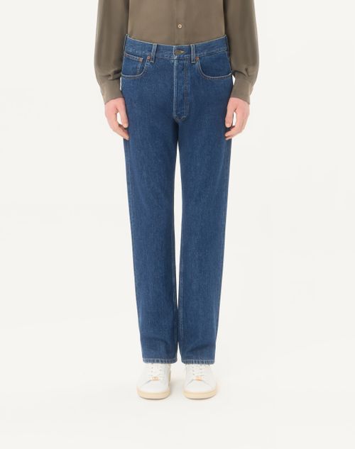 Valentino - Valentino Denim Trousers With Vgold - Denim - Man - Denim