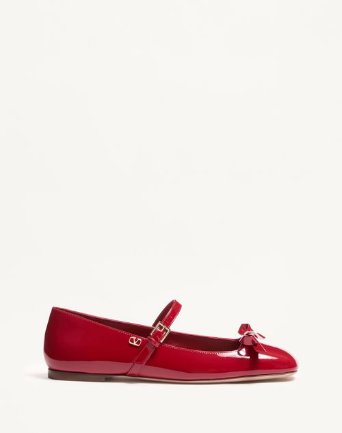 Valentino Garavani - Mary-jane Romance Bow Ballerina In Patent Leather - Rosso Valentino - Woman - Woman Sale
