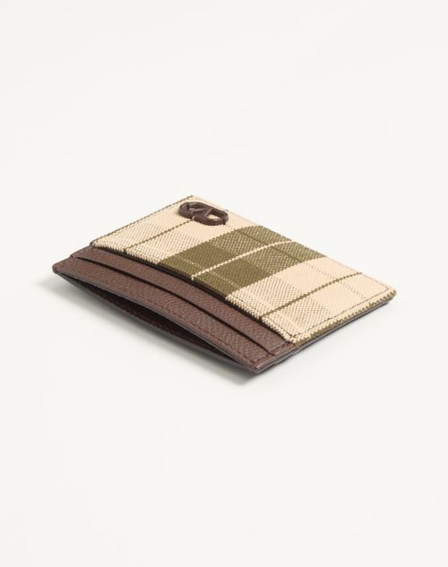 Valentino Garavani - Vlogo Signature Cardholder In Checked Fabric - Green/beige - Man - Wallets And Small Leather Goods