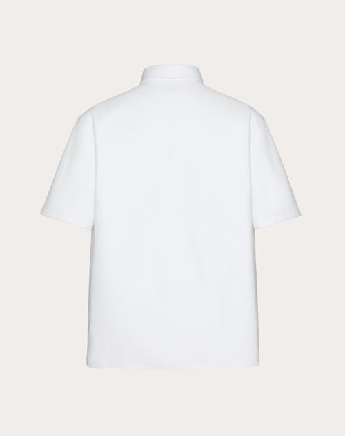 Valentino - Cotton Poplin Polo Shirt Laminated With Cotton - White - Man - Shirts