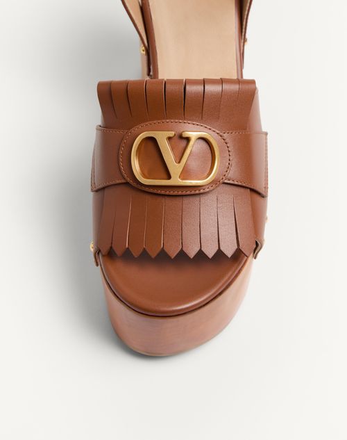 Vlogo Signature Calfskin Clog Sandal With Fringes 120mm for Vlogo Signature Calfskin Clog Sandal With Fringes 120mm for