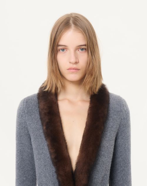 Valentino - Cashmere Jacket With Shearling Trim - Grey - Woman - Jackets And Blazers