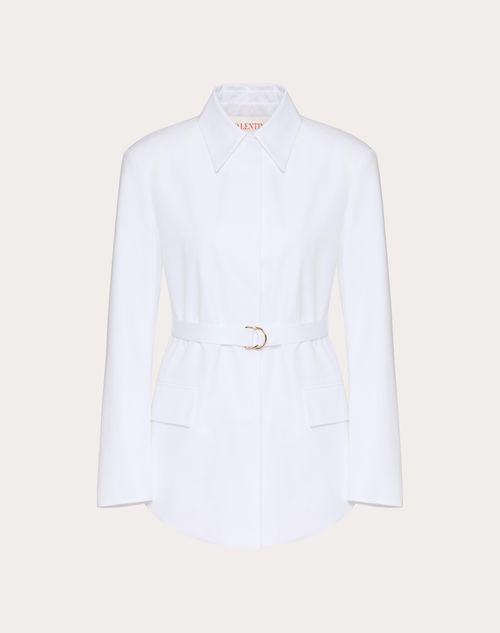 Valentino - Compact Popeline Pea Coat - White - Woman - Shelf - Pap - L'ecole
