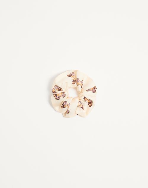 Valentino Garavani - Valentino Silk Scrunchie With Butterflow Print - Vanilla/multicolour - Woman - Soft Accessories