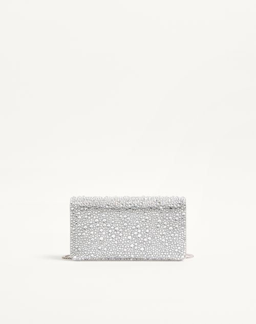 Valentino Garavani - Mini Borsa A Tracolla Vlogo Signature Con Ricamo Sparkling - Crystal - Donna - Pochette