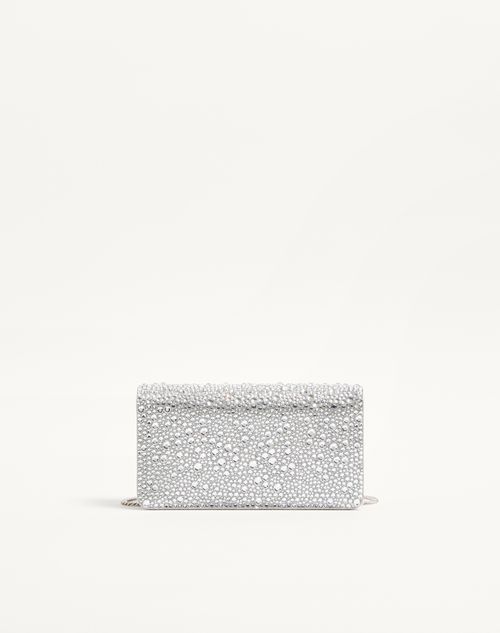 Valentino Garavani - Vlogo Signature Mini Shoulder Bag With Sparkling Embroidery - Crystal - Woman - Wallets & Cardcases - Accessories