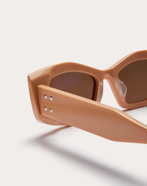 Valentino - V -rectangular Acetate  - Mid Beige/dark Brown - Woman - Woman View All