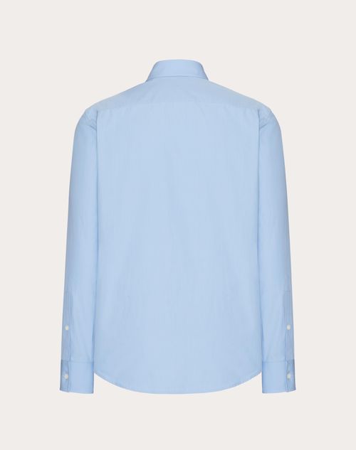 Valentino - Heavy Cotton Poplin Long Sleeve Shirt - Iris Liliac - Man - Man Ready To Wear Sale