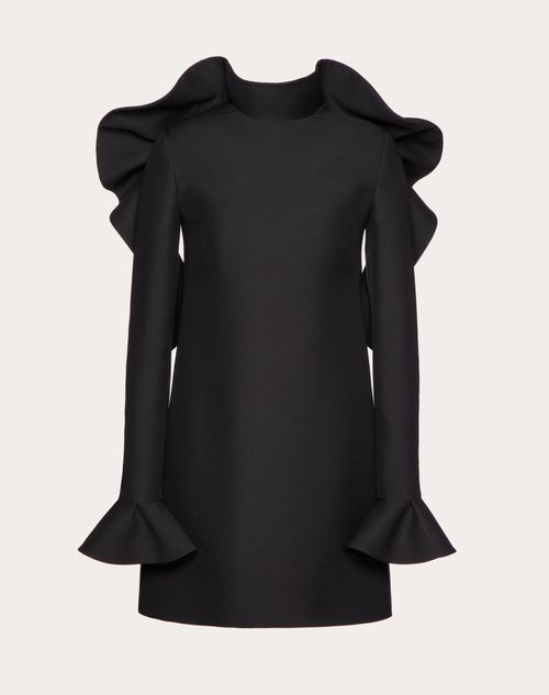 stribe syg Gå ud Crepe Couture Short Dress With Ruffle Details for Woman in Black | Valentino  IS
