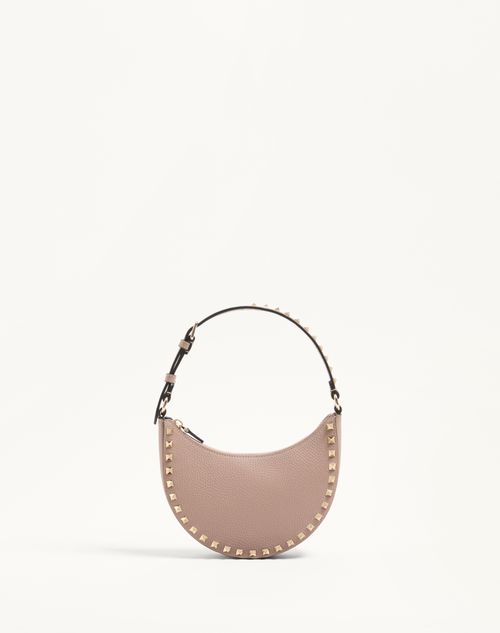 Valentino Garavani - Mini Rockstud Hobo Bag In Grainy Calfskin - Poudre - Woman - Shoulder Bags