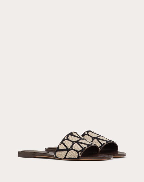 Valentino Garavani - Toile Iconographe Slide Sandal - Beige/black - Woman - Woman