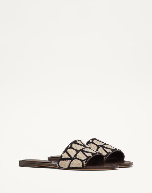 Valentino Garavani - Toile Iconographe Slide Sandal - Natural/fondant - Woman - Slides And Thongs