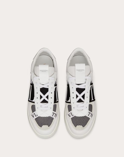 Valentino Garavani - Vl7n Low-top Sneakers In Calfskin And Mesh Fabric With Bands - White/ Black - Man - Man View All